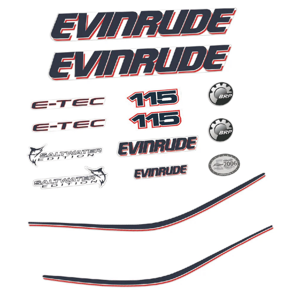 Evinrude 115HK Påhängsmotorn Dekaler – Vinyldekalset