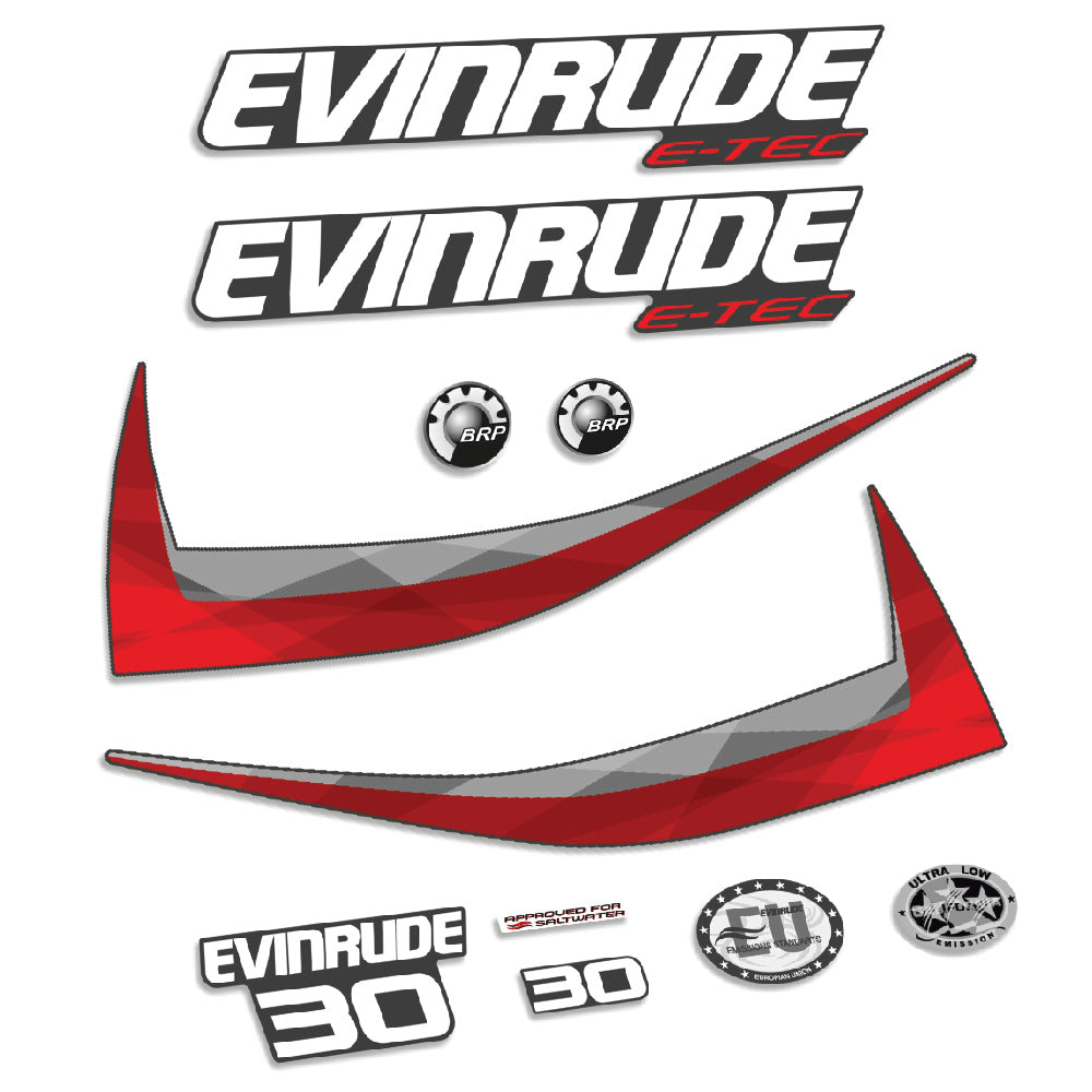 Evinrude 30HK E-TEC 2014-2015 Påhängsmotorn Dekaler – Vinyldekalset