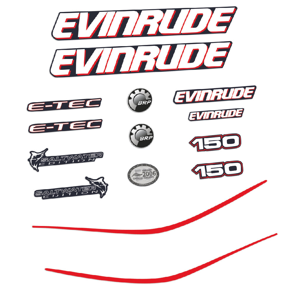 Evinrude 150HK E-TEC Påhängsmotorn Dekaler – Vinyldekalset
