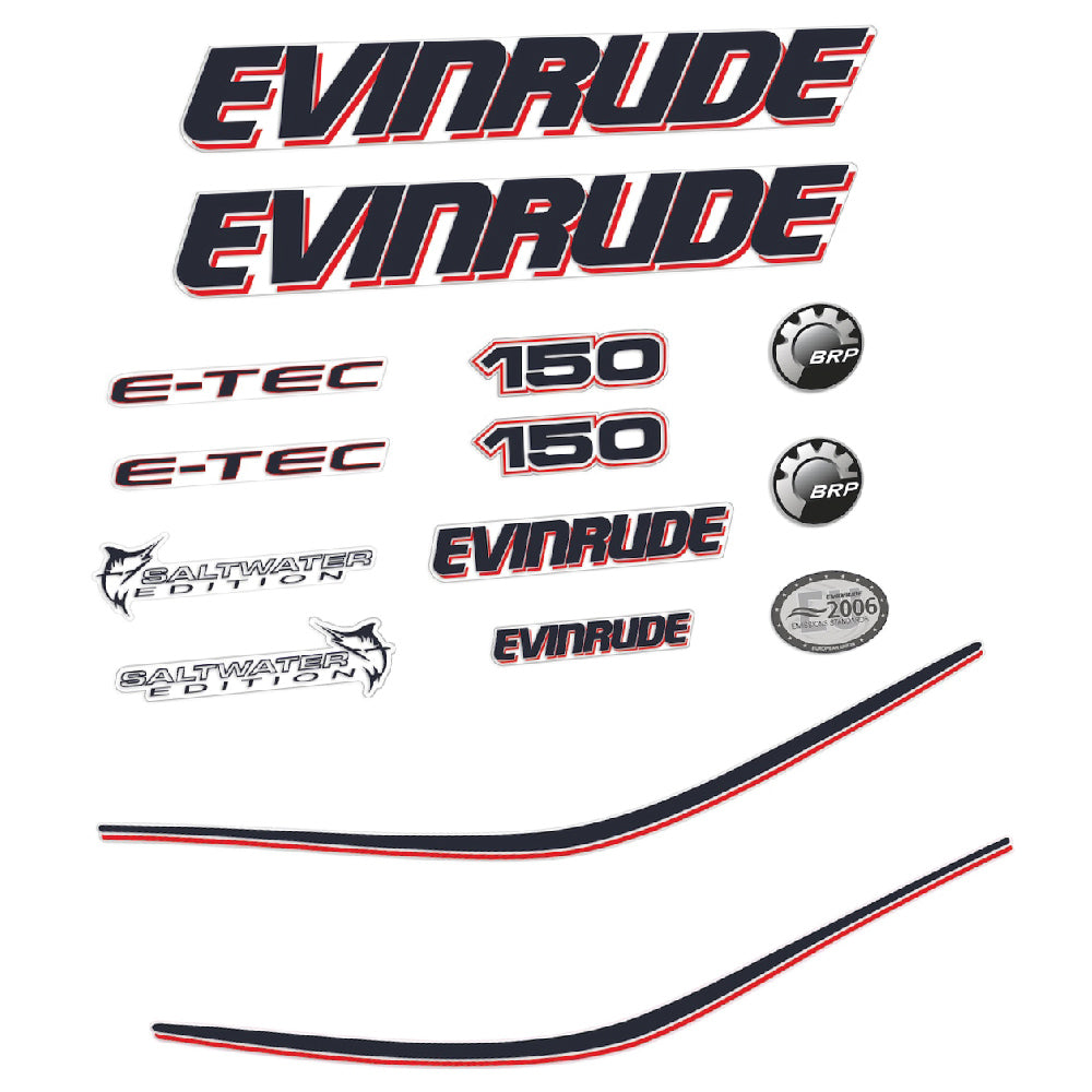 Evinrude 150HK E-TEC Påhängsmotorn Dekaler – Vinyldekalset