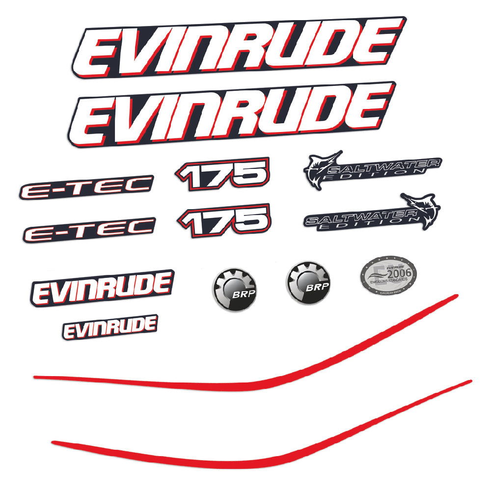 Evinrude 175HK E-TEC Påhängsmotorn Dekaler – Vinyldekalset