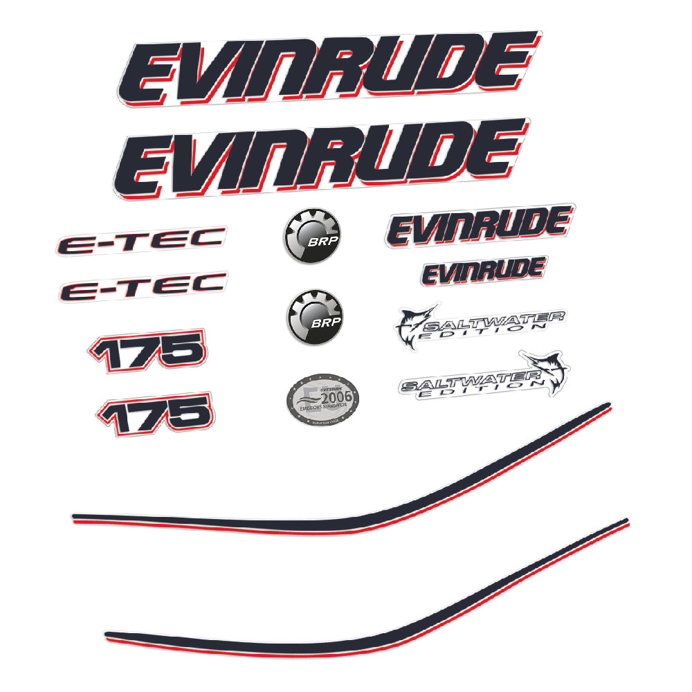 Evinrude 175HK E-TEC Påhängsmotorn Dekaler – Vinyldekalset