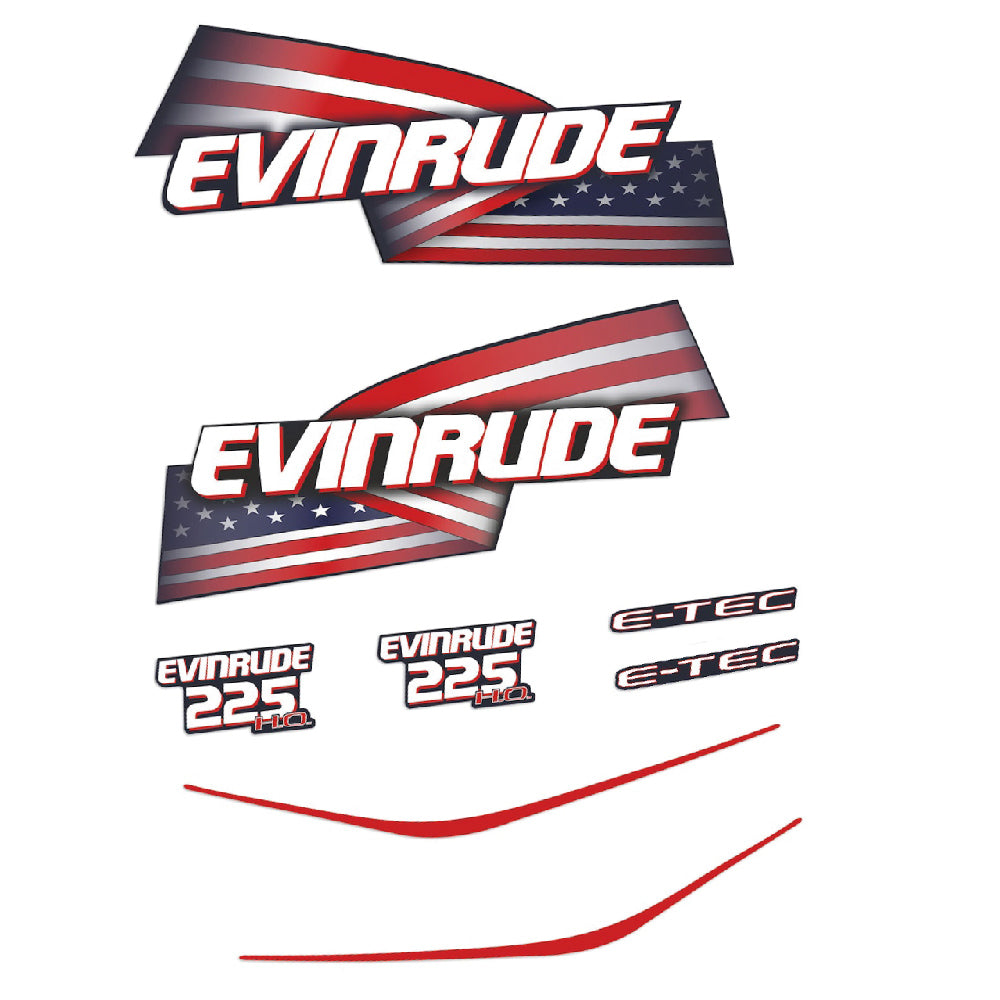Evinrude 225HK E-TEC Påhängsmotorn Dekaler – Vinyldekalset