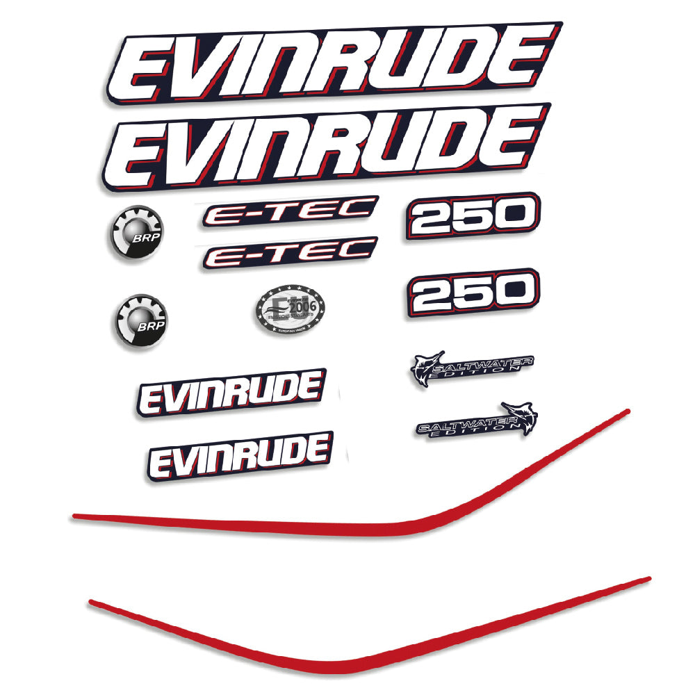 Evinrude 250HK E-TEC Påhängsmotorn Dekaler – Vinyldekalset