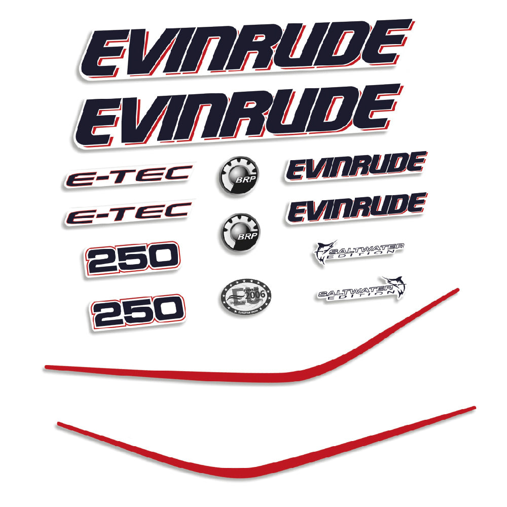 Evinrude 250HK E-TEC Påhängsmotorn Dekaler – Vinyldekalset