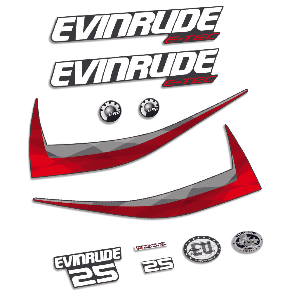 Evinrude 25HK E-TEC 2011-2014 Påhängsmotorn Dekaler – Vinyldekalset