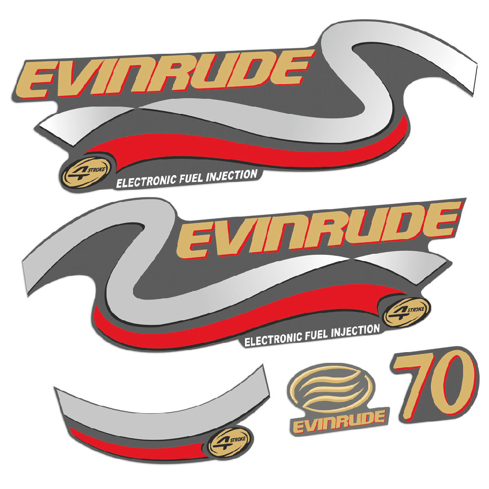 Evinrude 70HK 4-takt Påhängsmotorn Dekaler – Vinyldekalset