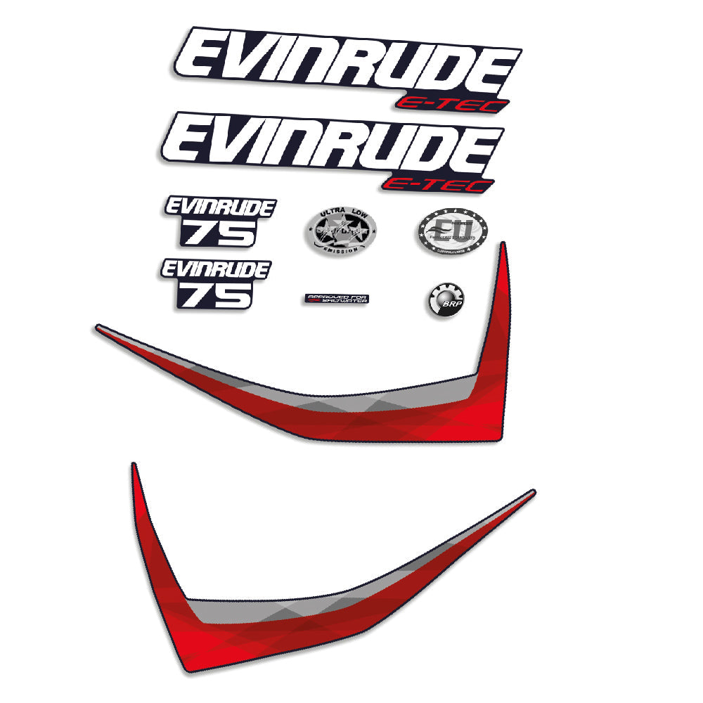 Evinrude 75HK E-TEC 2014-2015 Påhängsmotorn Dekaler – Vinyldekalset