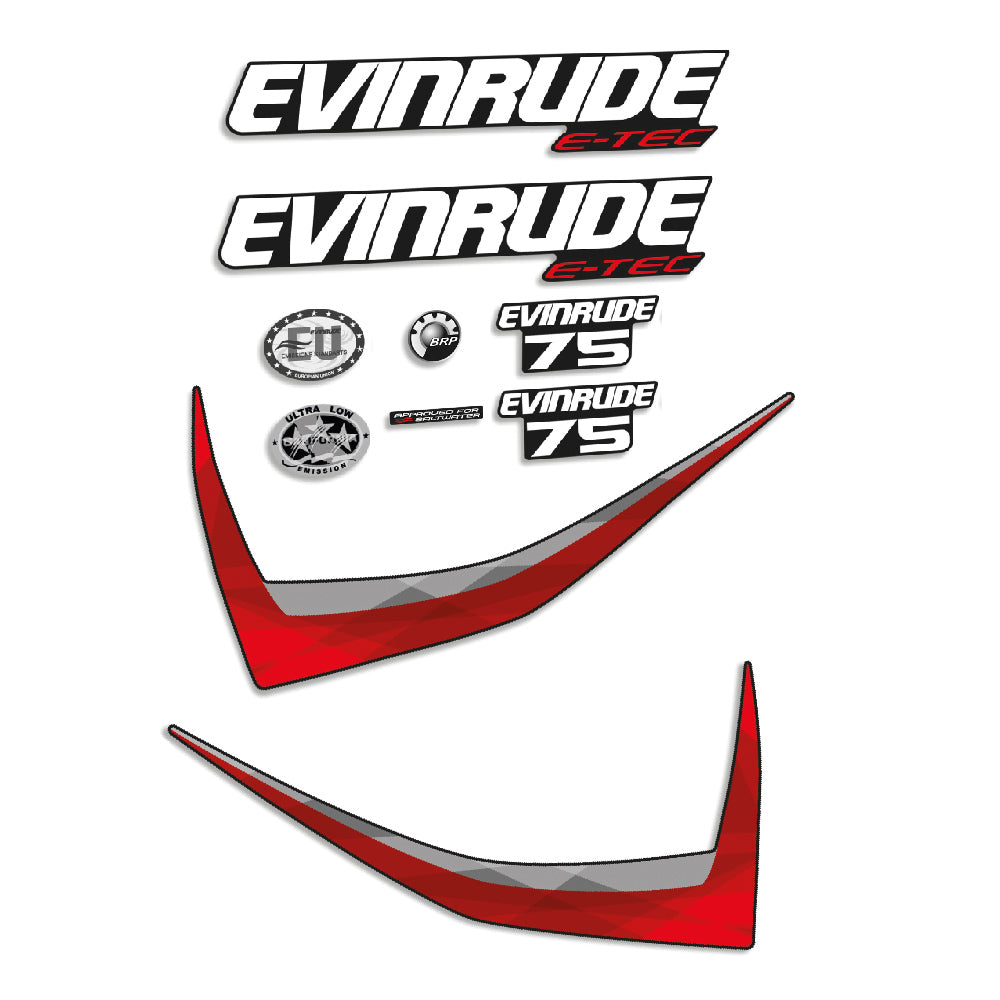 Evinrude 75HK E-TEC 2014-2015 Påhängsmotorn Dekaler – Vinyldekalset