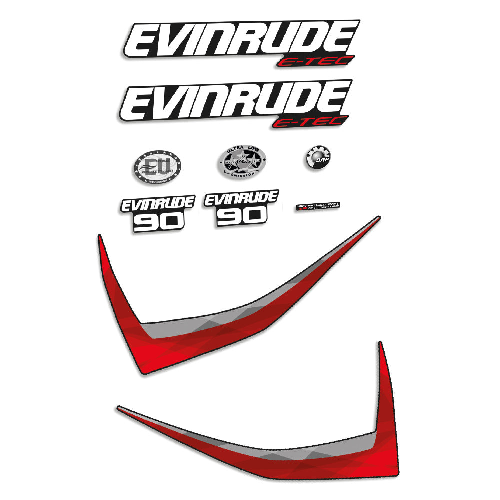 Evinrude 90HK E-TEC 2014-2015 Påhängsmotorn Dekaler – Vinyldekalset
