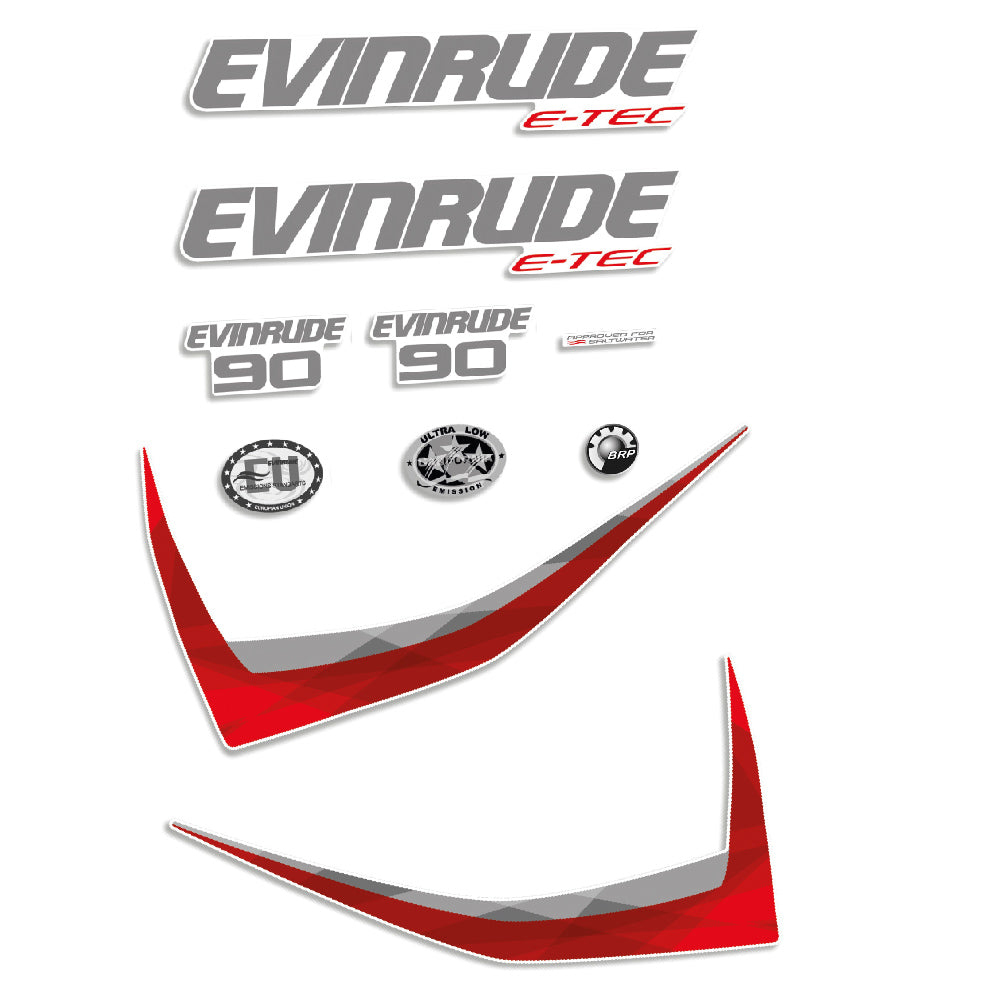 Evinrude 90HK E-TEC 2014-2015 Påhängsmotorn Dekaler – Vinyldekalset