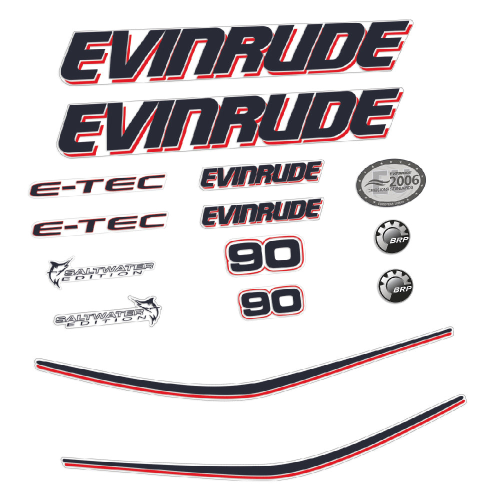 Evinrude 90HK E-TEC Påhängsmotorn Dekaler – Vinyldekalset