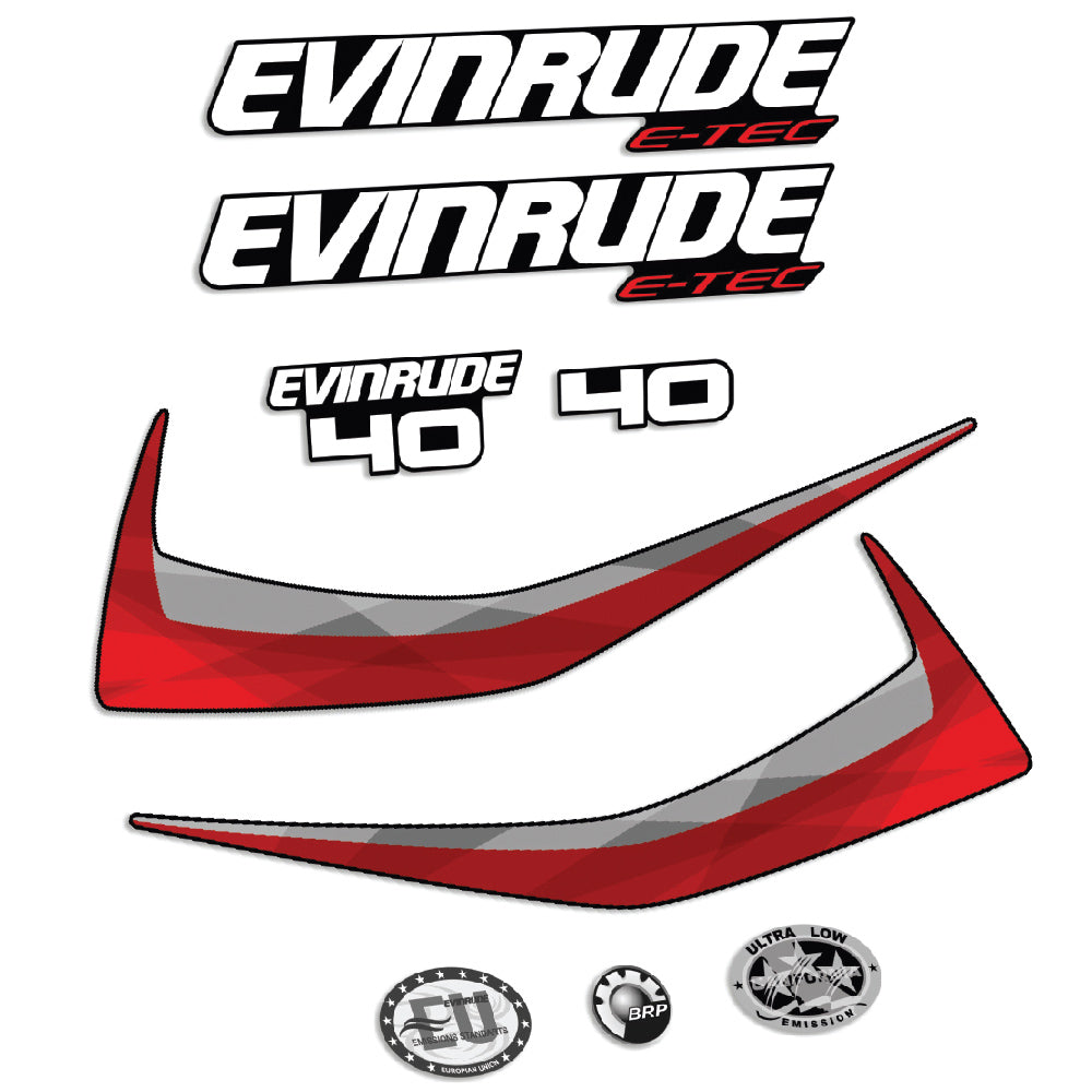 Evinrude 40HK E-TEC 2015-2016 Påhängsmotorn Dekaler – Vinyldekalset