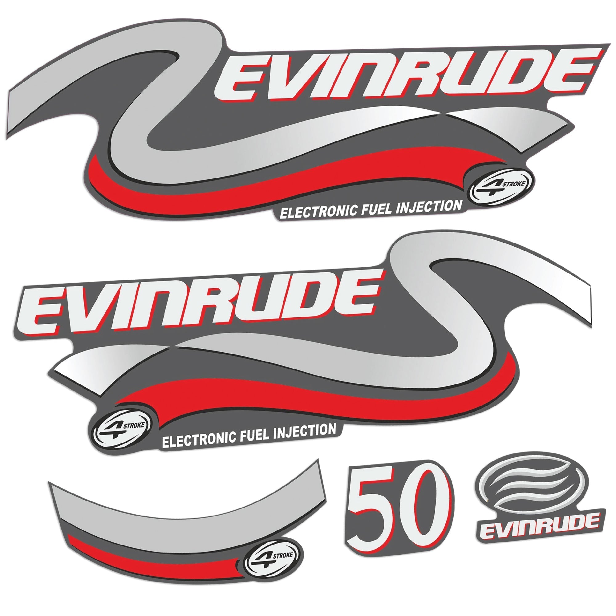 Evinrude 50HK 4-takt Påhängsmotorn Dekaler – Vinyldekalset
