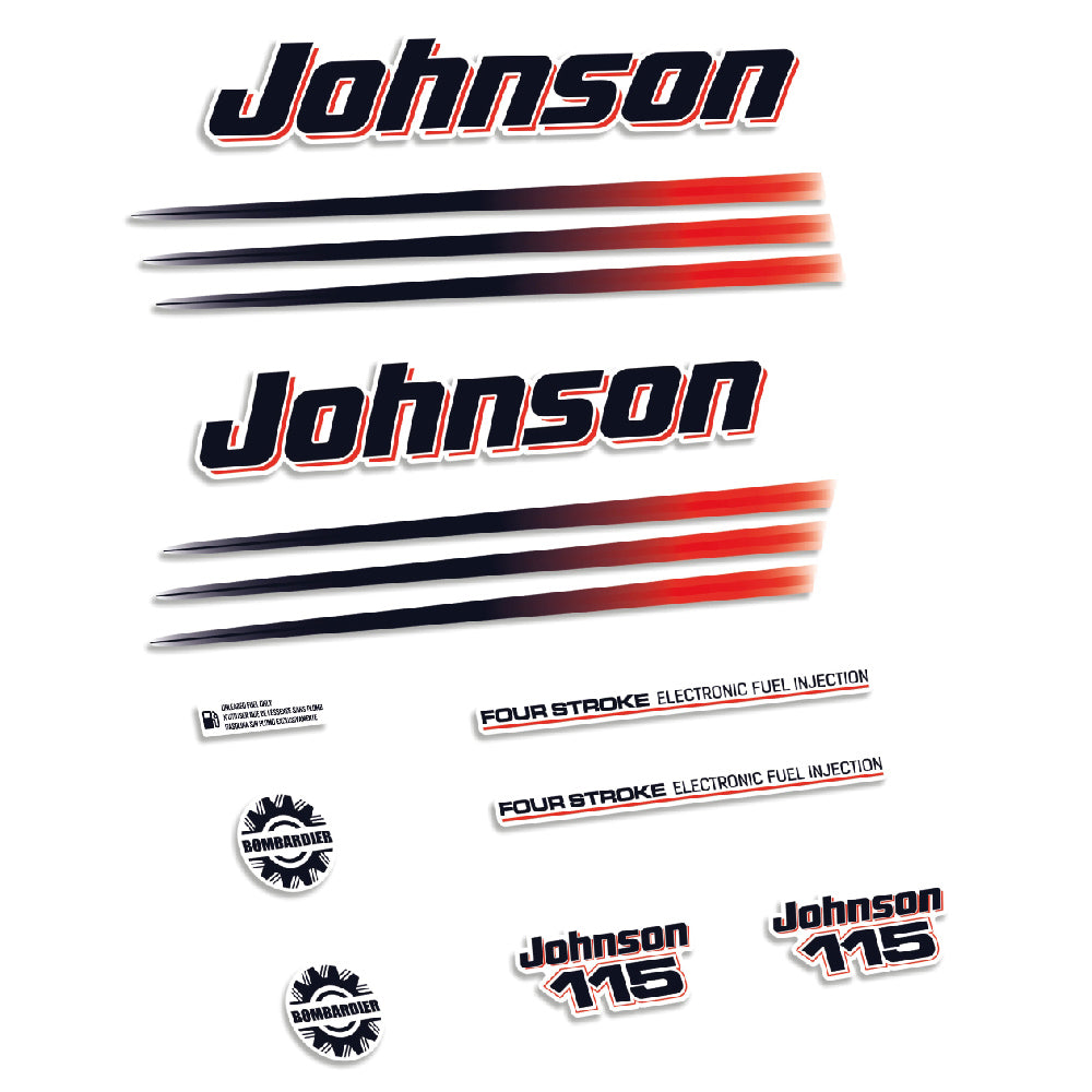 Johnson 115HK 4-takt 2003-2006 Påhängsmotorn Dekaler – Vinyldekalset