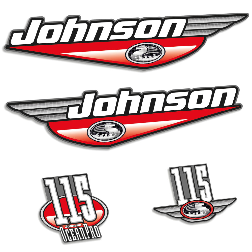 Johnson 115HK 1999-2000 Påhängsmotorn Dekaler – Vinyldekalset