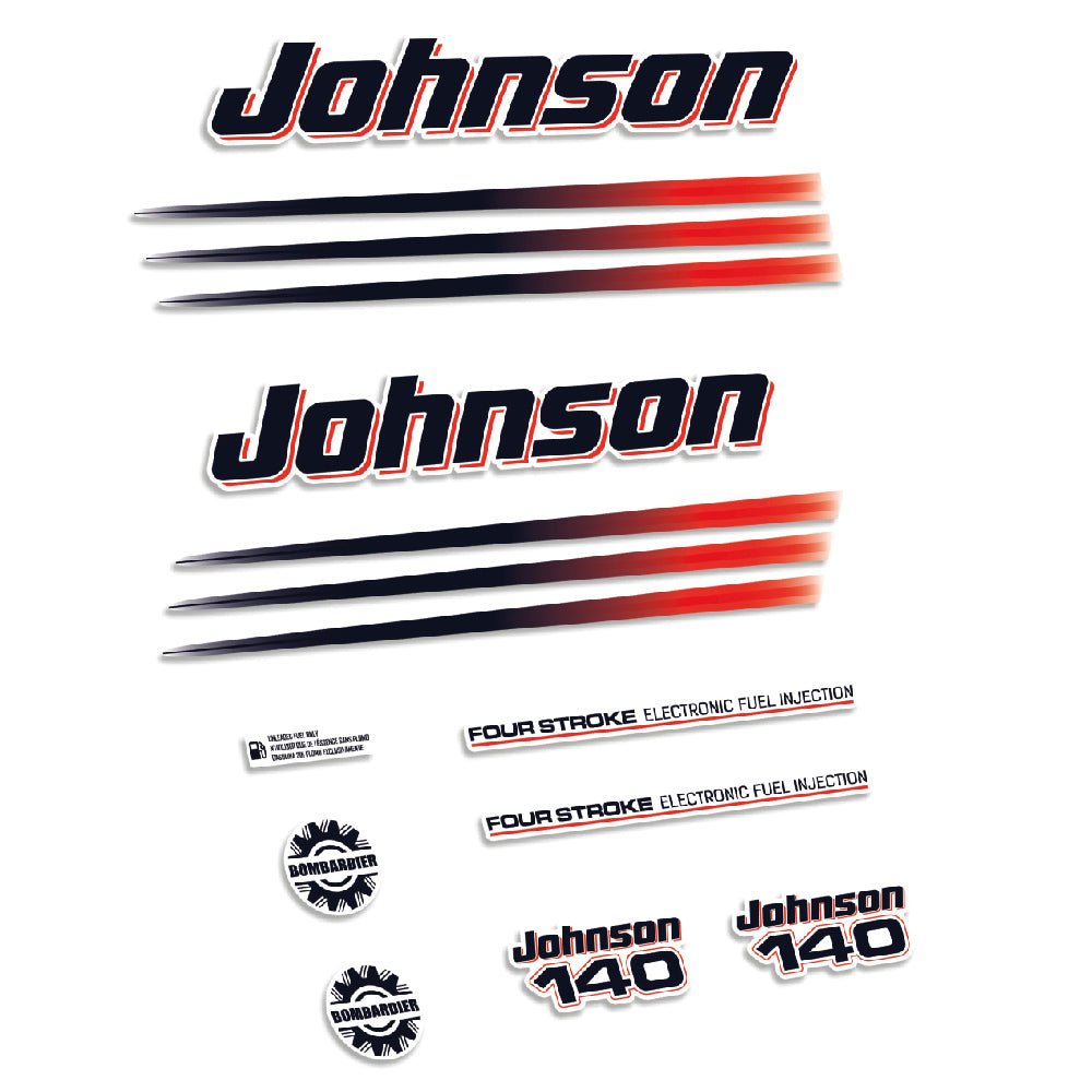 Johnson 140HK 4-takt 2003-2005 Påhängsmotorn Dekaler – Vinyldekalset