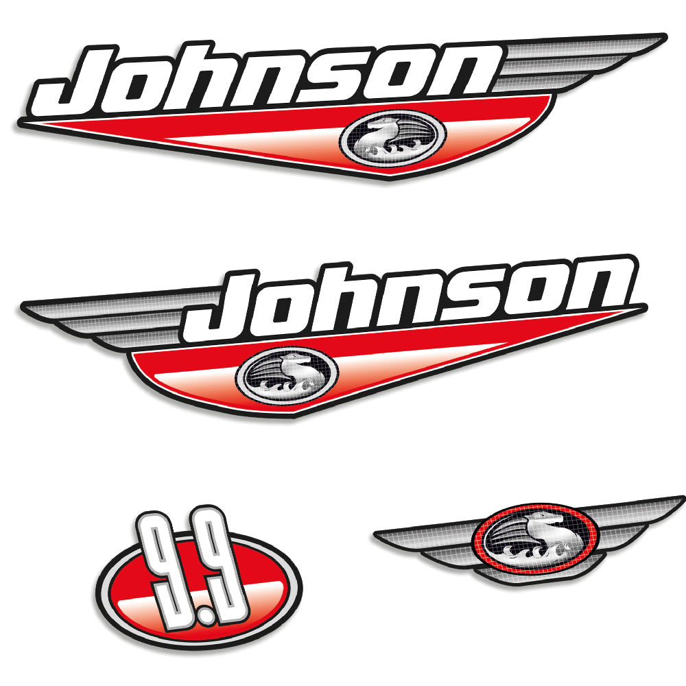 Johnson 9.9HK 1999-2000 Påhängsmotorn Dekaler – Vinyldekalset