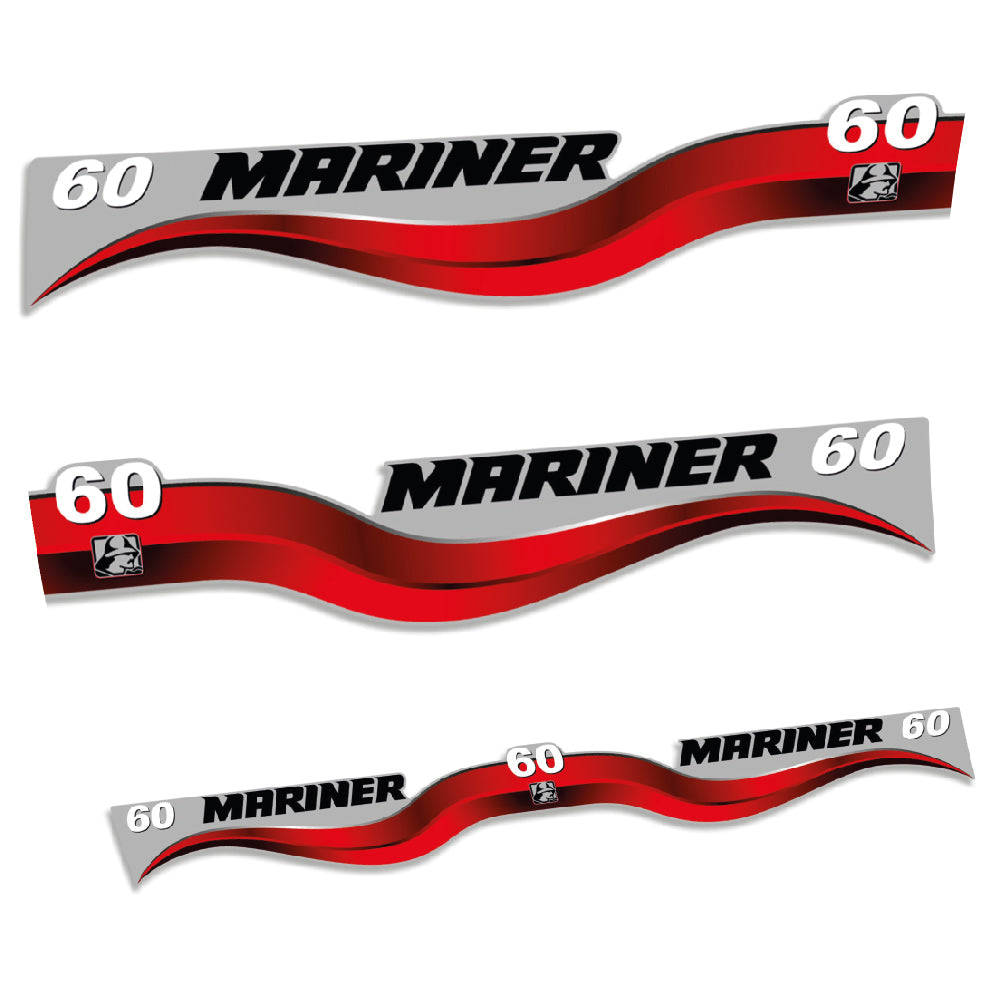 Mariner 60HK 2-takt 2003-2012 Påhängsmotorn Dekaler – Vinyldekalset