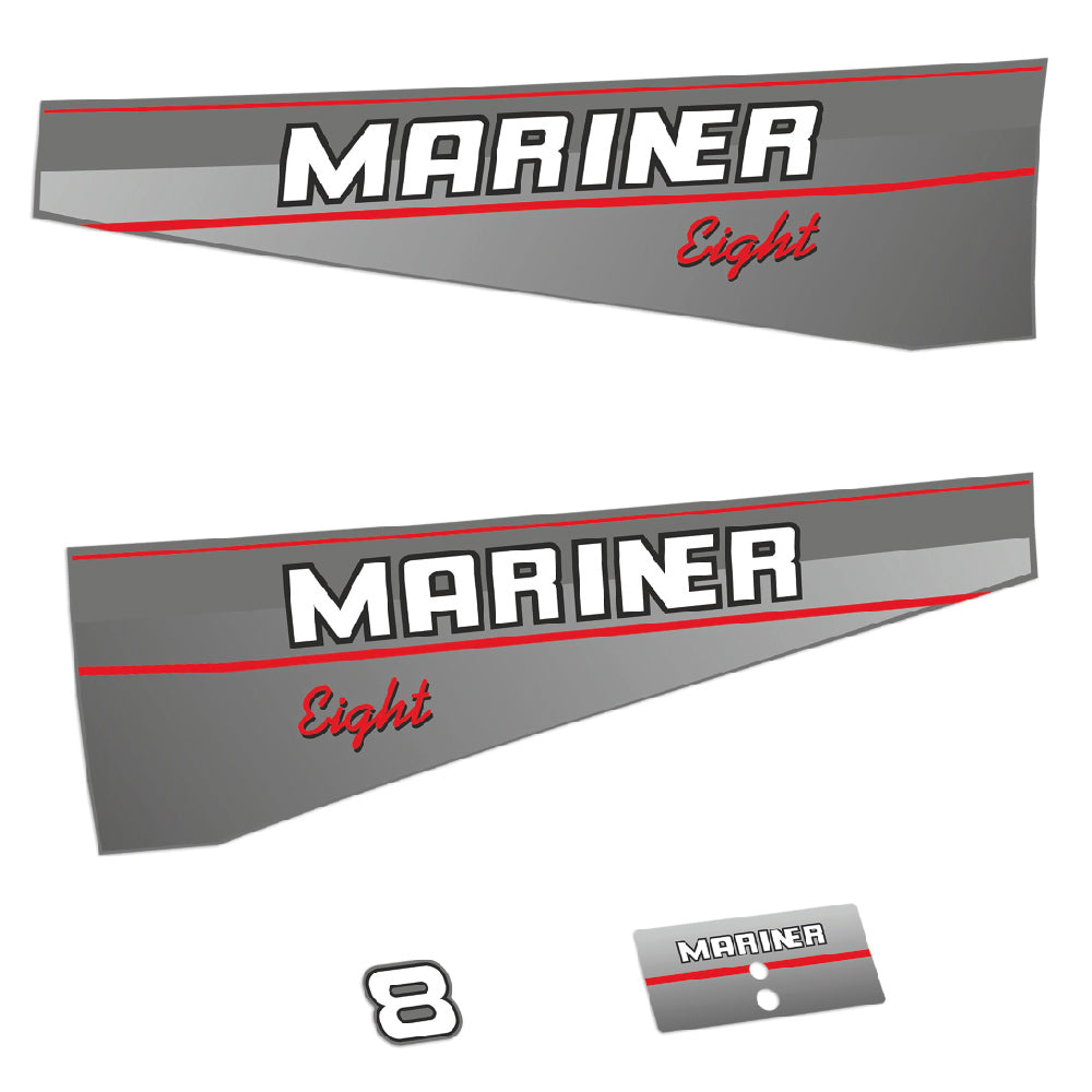 Mariner 8HK 2-takt 1991-1996 Påhängsmotorn Dekaler – Vinyldekalset