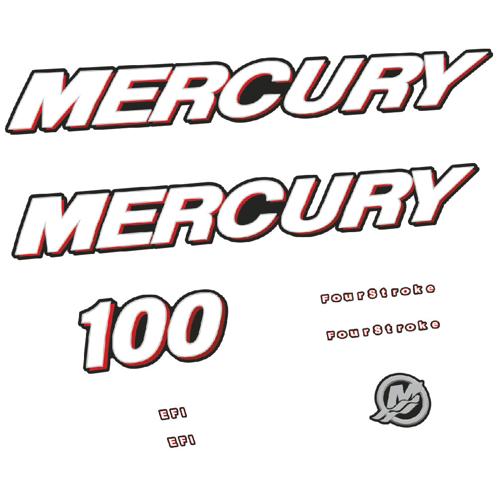 Mercury 100HK 4-takt Påhängsmotorn Dekaler – Vinyldekalset