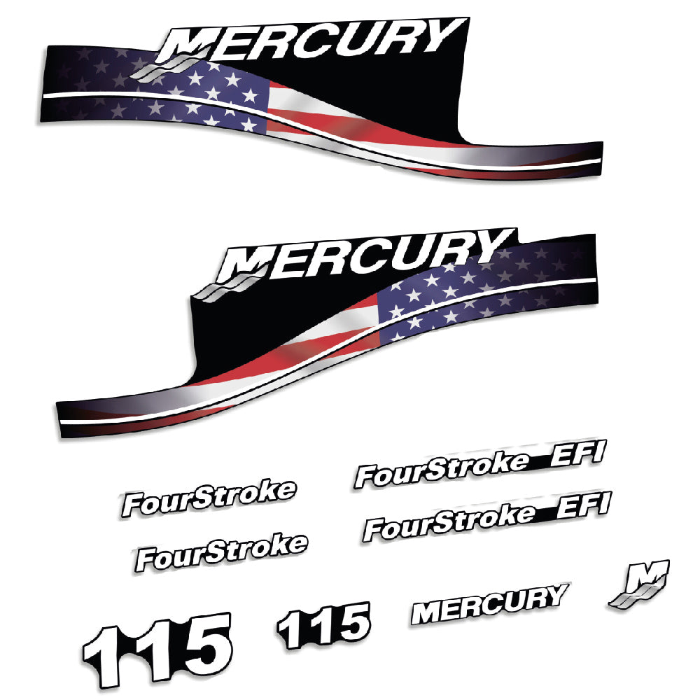 Mercury 115HK 4-takt Påhängsmotorn Dekaler – Vinyldekalset