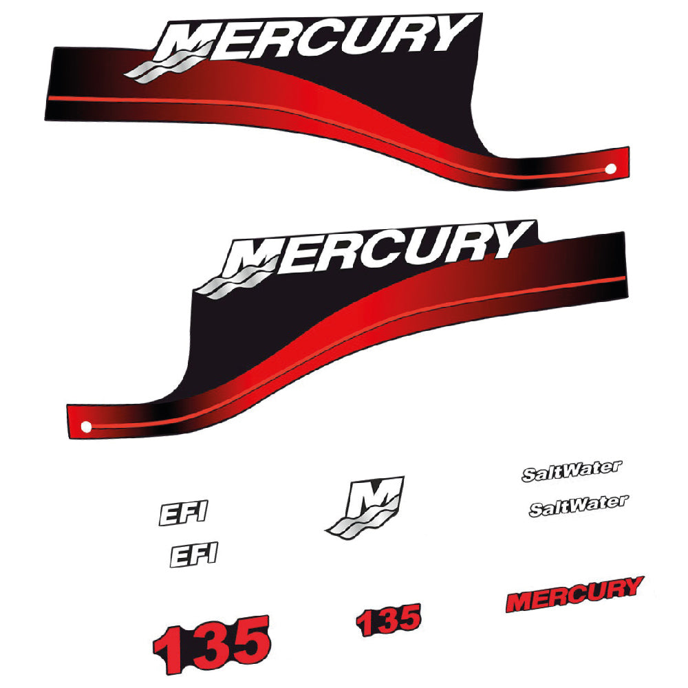 Mercury 135HK Påhängsmotorn Dekaler – Vinyldekalset