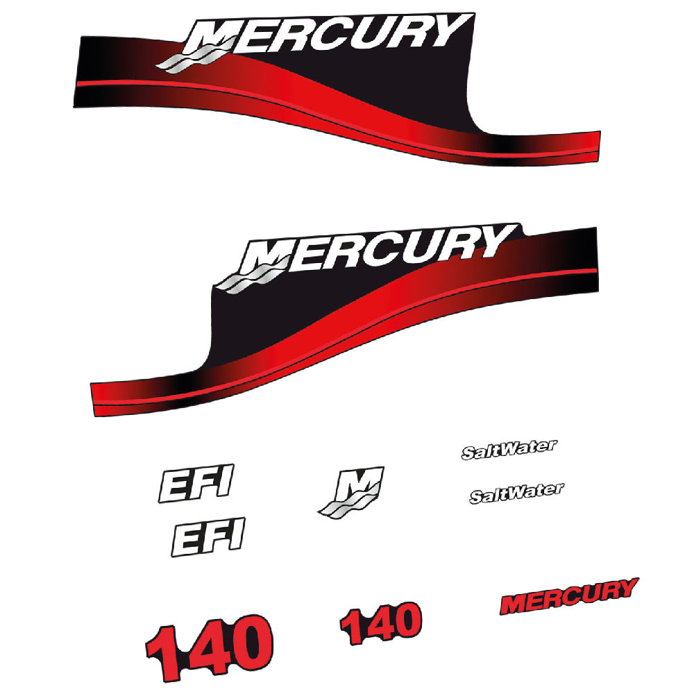 Mercury 140HK Påhängsmotorn Dekaler – Vinyldekalset