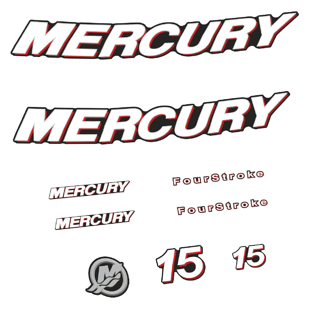 Mercury 15HK 4-takt 2006 Påhängsmotorn Dekaler – Vinyldekalset