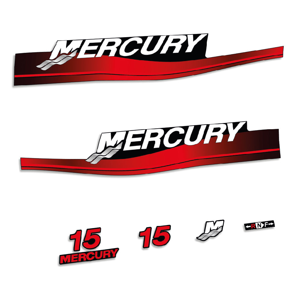 Mercury 15HK 2-takt 1999-2006 Påhängsmotorn Dekaler – Vinyldekalset