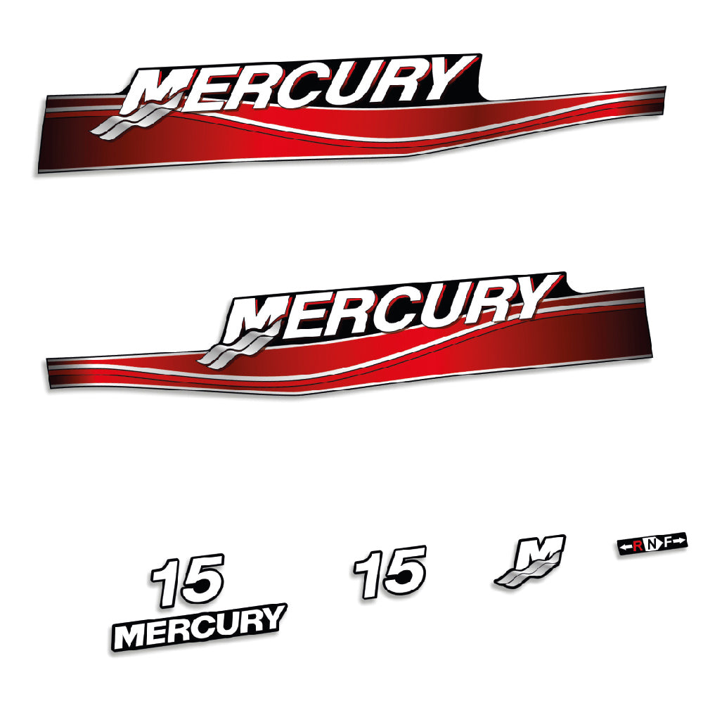 Mercury 15HK 2-takt 2005-2006 Påhängsmotorn Dekaler – Vinyldekalset