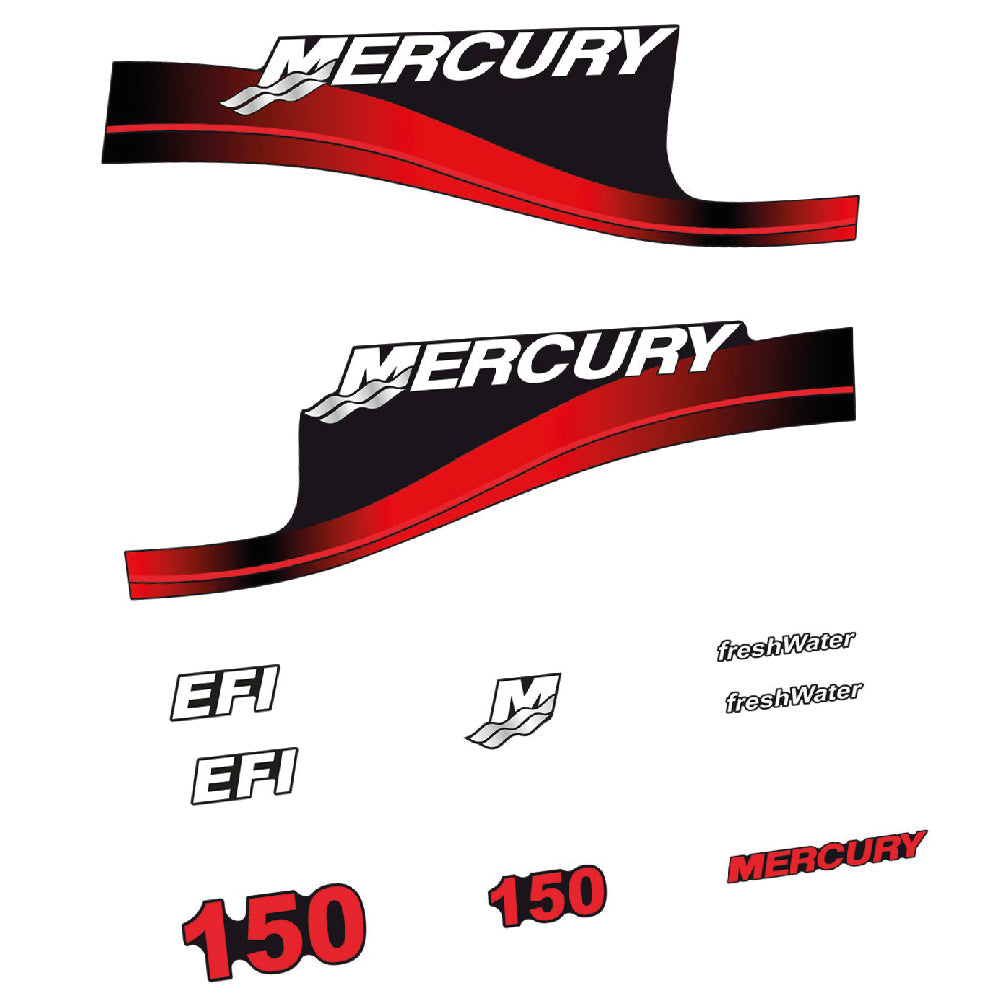 Mercury 150HK Påhängsmotorn Dekaler – Vinyldekalset