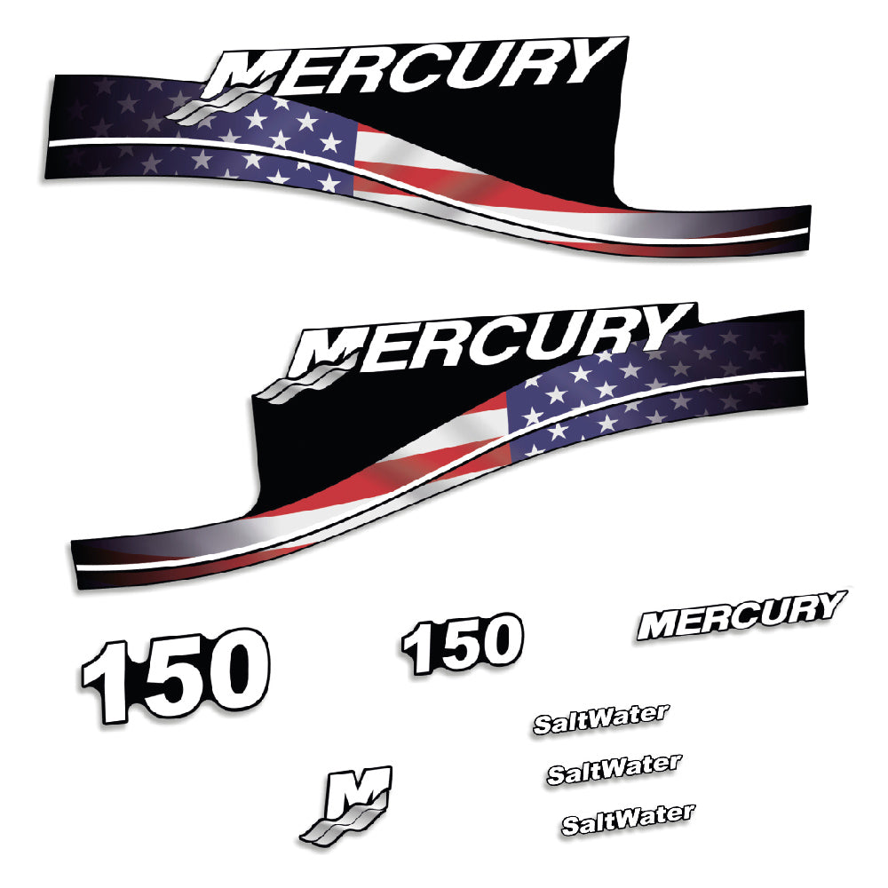 Mercury 150HK Påhängsmotorn Dekaler – Vinyldekalset