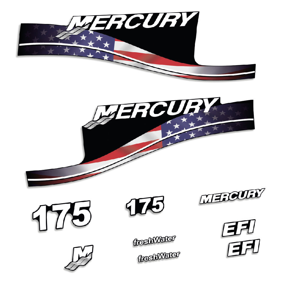 Mercury 175HK Påhängsmotorn Dekaler – Vinyldekalset