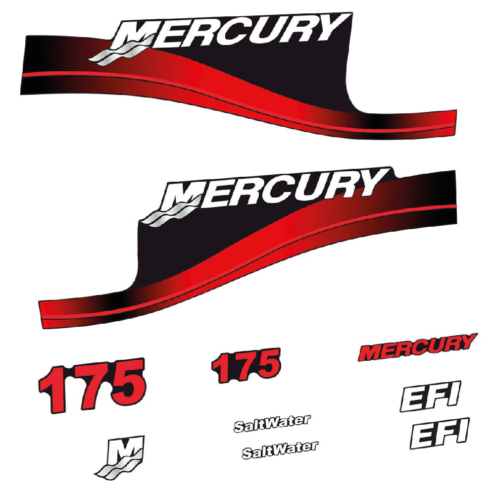 Mercury 175HK Påhängsmotorn Dekaler – Vinyldekalset