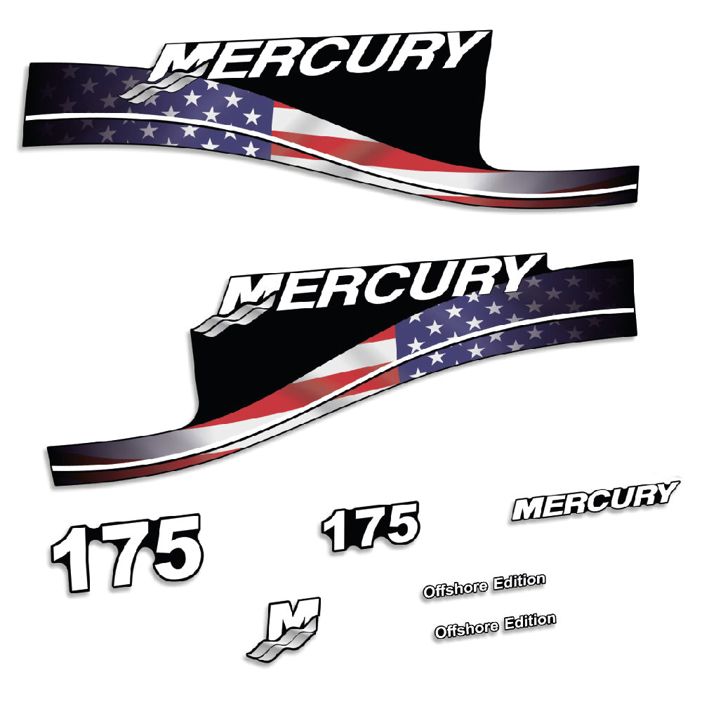 Mercury 175HK Påhängsmotorn Dekaler – Vinyldekalset