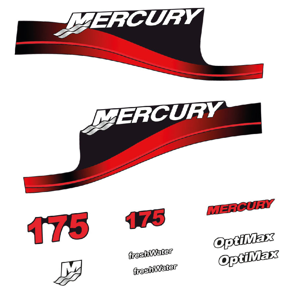 Mercury 175HK Påhängsmotorn Dekaler – Vinyldekalset