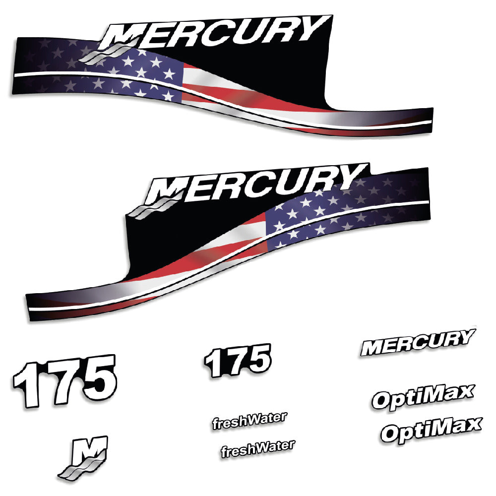 Mercury 175HK Påhängsmotorn Dekaler – Vinyldekalset