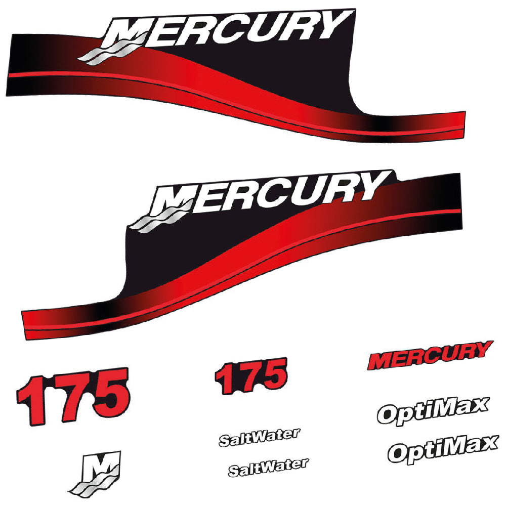 Mercury 175HK Påhängsmotorn Dekaler – Vinyldekalset