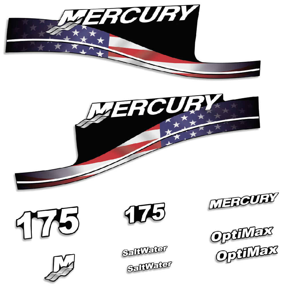 Mercury 175HK Påhängsmotorn Dekaler – Vinyldekalset