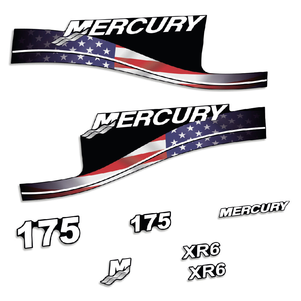 Mercury 175HK Påhängsmotorn Dekaler – Vinyldekalset