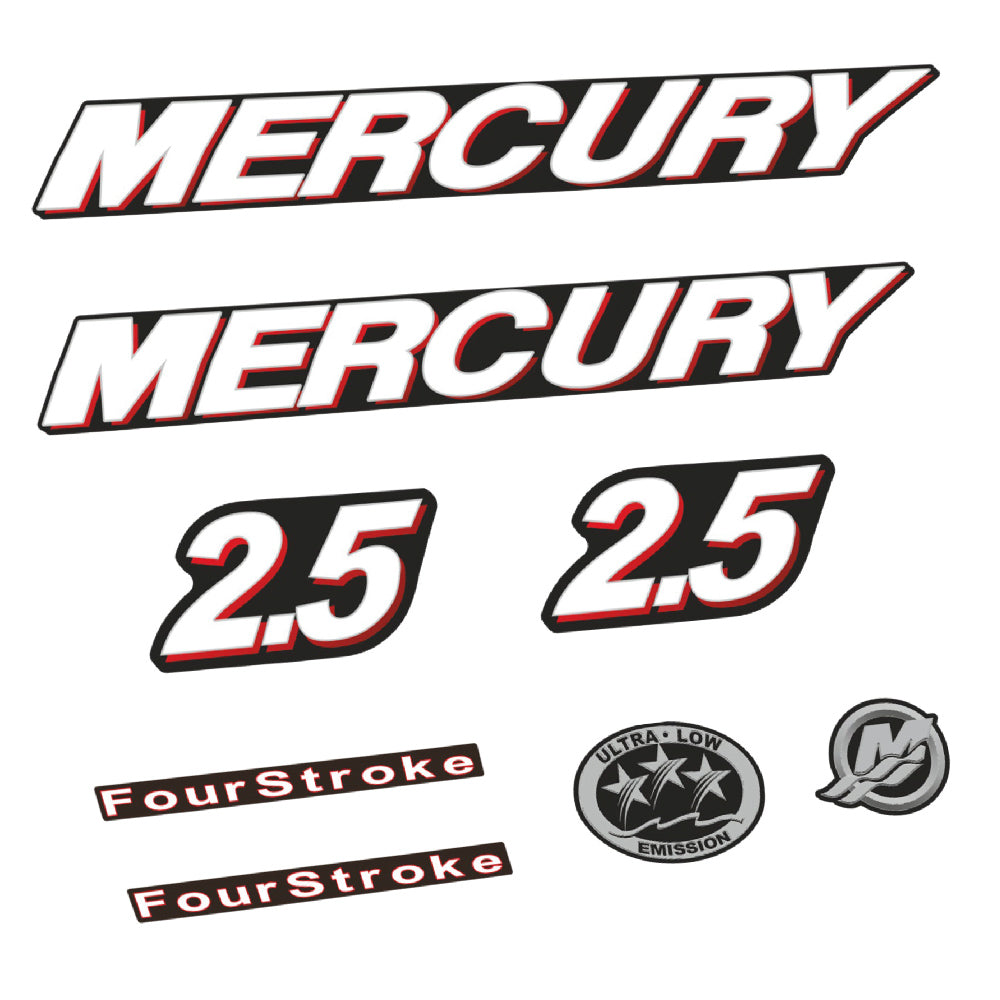 Mercury 2.5HK 4-takt Påhängsmotorn Dekaler – Vinyldekalset