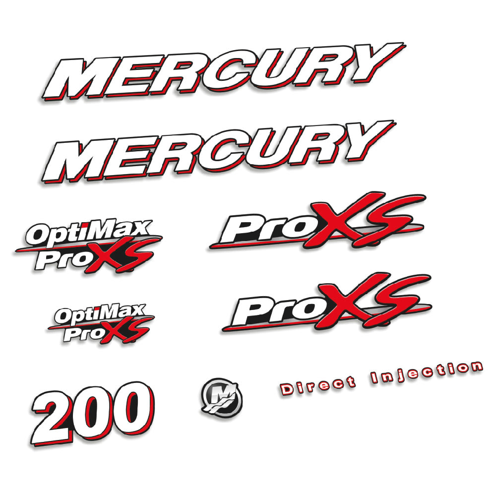 Mercury 200HK 2006-2012 Påhängsmotorn Dekaler – Vinyldekalset