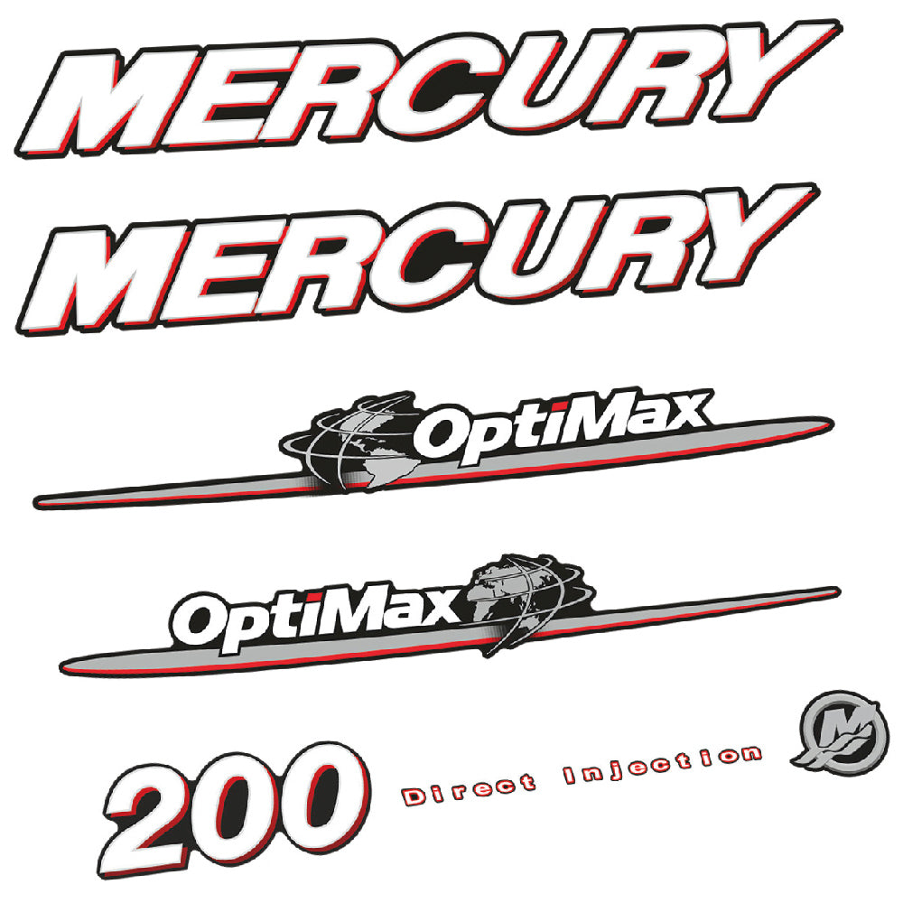 Mercury 200HK Påhängsmotorn Dekaler – Vinyldekalset