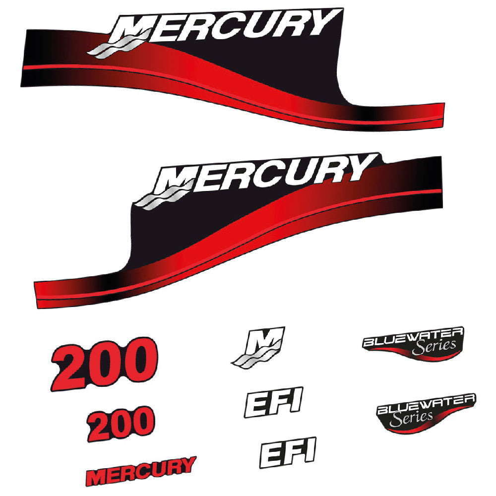 Mercury 200HK Påhängsmotorn Dekaler – Vinyldekalset