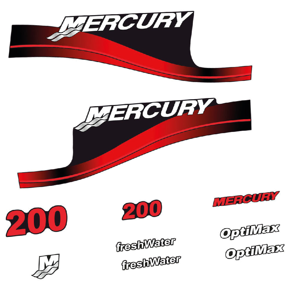 Mercury 200HK Påhängsmotorn Dekaler – Vinyldekalset