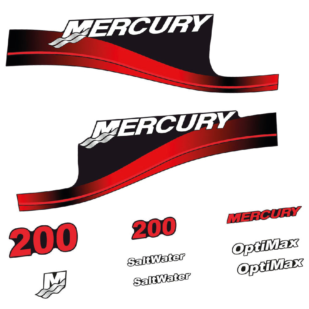 Mercury 200HK Påhängsmotorn Dekaler – Vinyldekalset