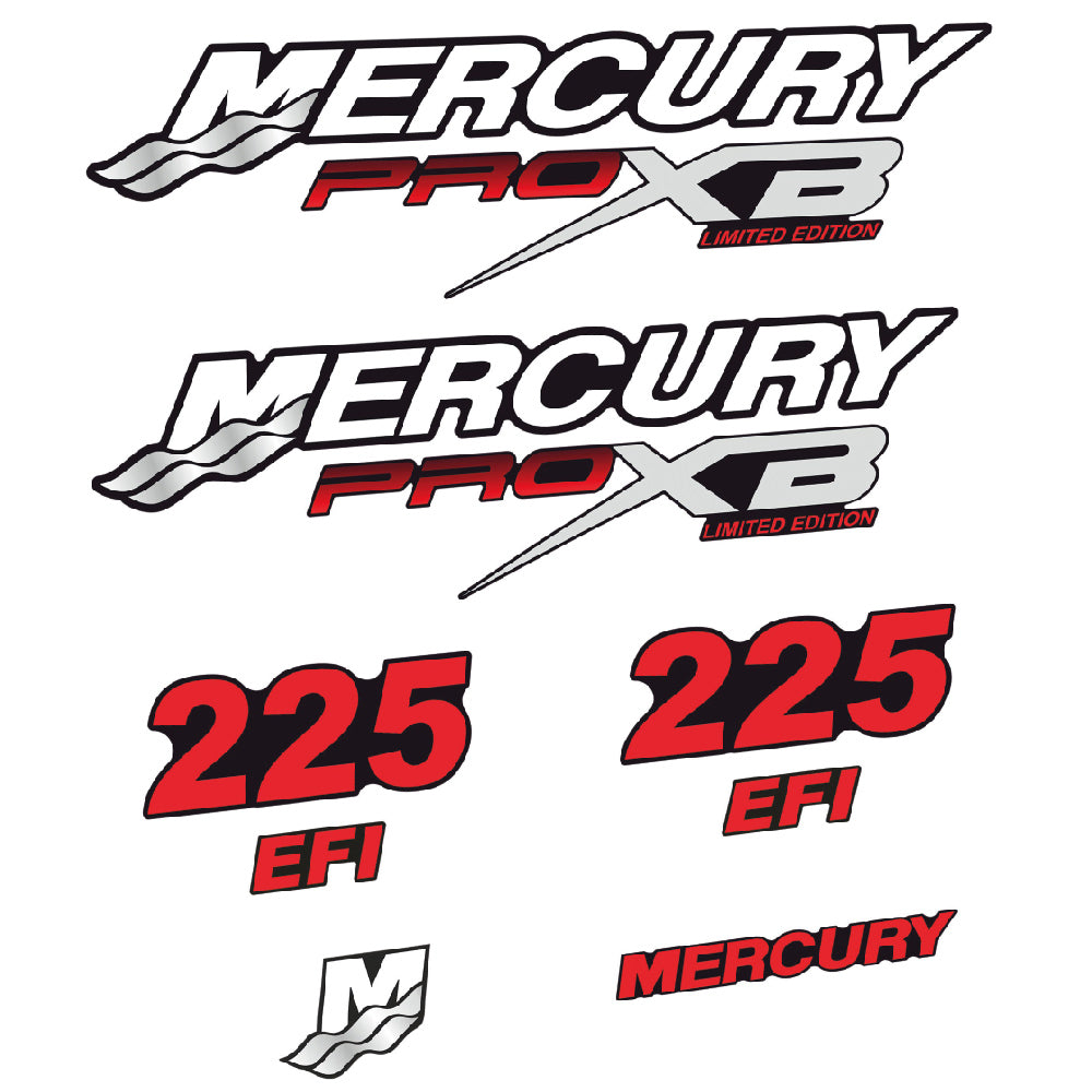 Mercury 225HK Påhängsmotorn Dekaler – Vinyldekalset