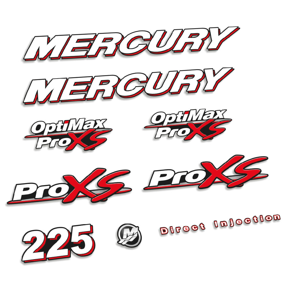 Mercury 225HK 2006-2012 Påhängsmotorn Dekaler – Vinyldekalset