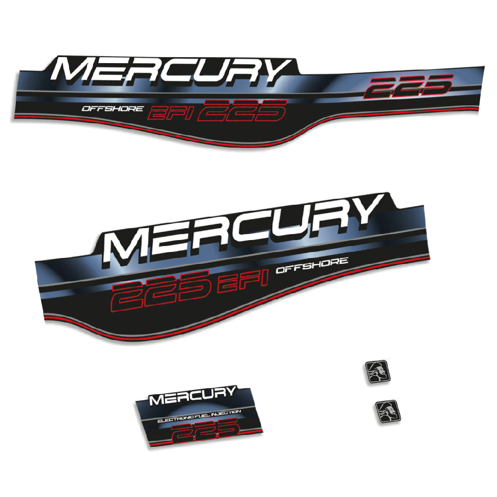Mercury 225HK 1996-1998 Påhängsmotorn Dekaler – Vinyldekalset